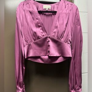 Pink Satin button crop top